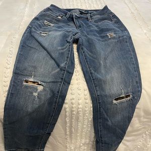 Womens INC curvy boyfriend jeans with leopard accents